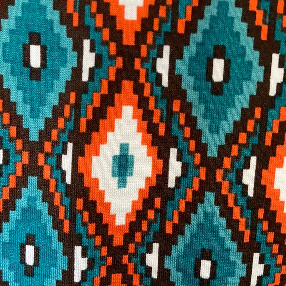 Ruby Rd top Aztec like print soft material v neck shirt w stretch boho MP - Picture 5 of 17